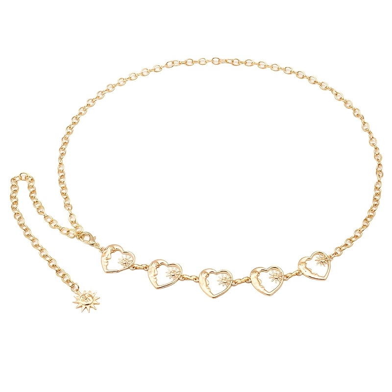Golden/Silvery Waist Chain with Heart Moon Decor
